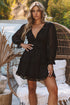 Layered Ruffled Open Back Puff Sleeve Swiss Dot Mini Dress